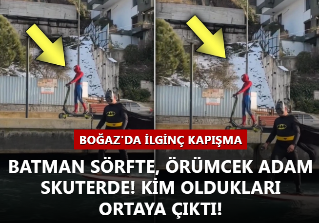 İstanbul Boğazı'nda sörf yapan Batman ile skuter kullanan Örümcek Adam'ın kim olduğu ortaya çıktı!